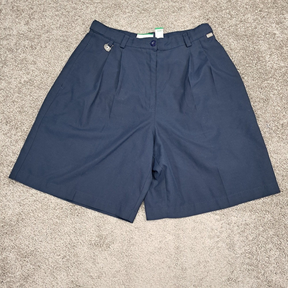 Liz Claiborne‎ Liz Golf Womens Navy Blue Pleated High Rise Shorts Size 10